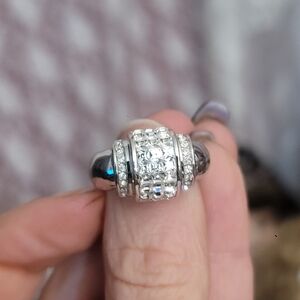 18k Crystal Ring (White Gold Over SS)